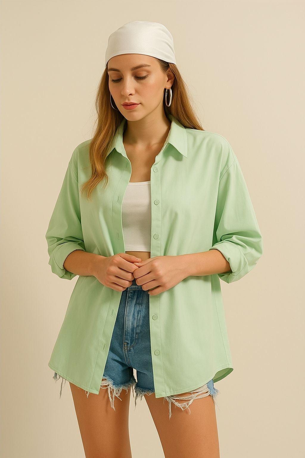 Oversize Mint Yeşili Gömlek