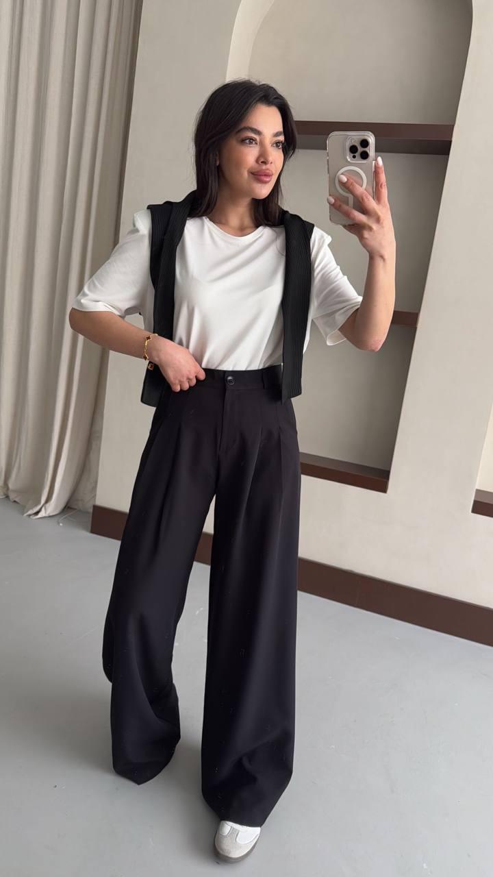 Siyah Bol Paça Pantolon